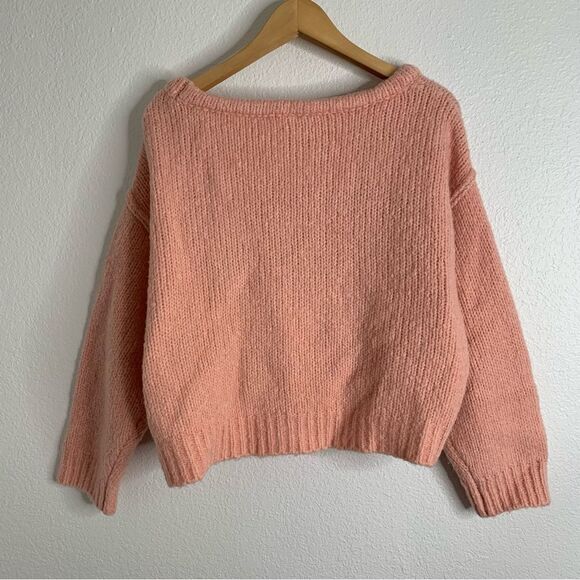 Anthropologie Wool Blend Light Pink Sweater Chunky Medium - Picture 4 of 5
